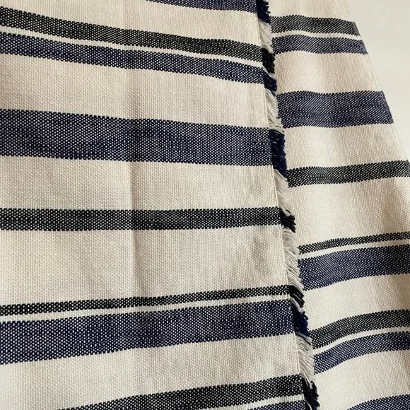 LOFT Striped Faux Wrap Skirt with Fringe Trim - Picture 6 of 7